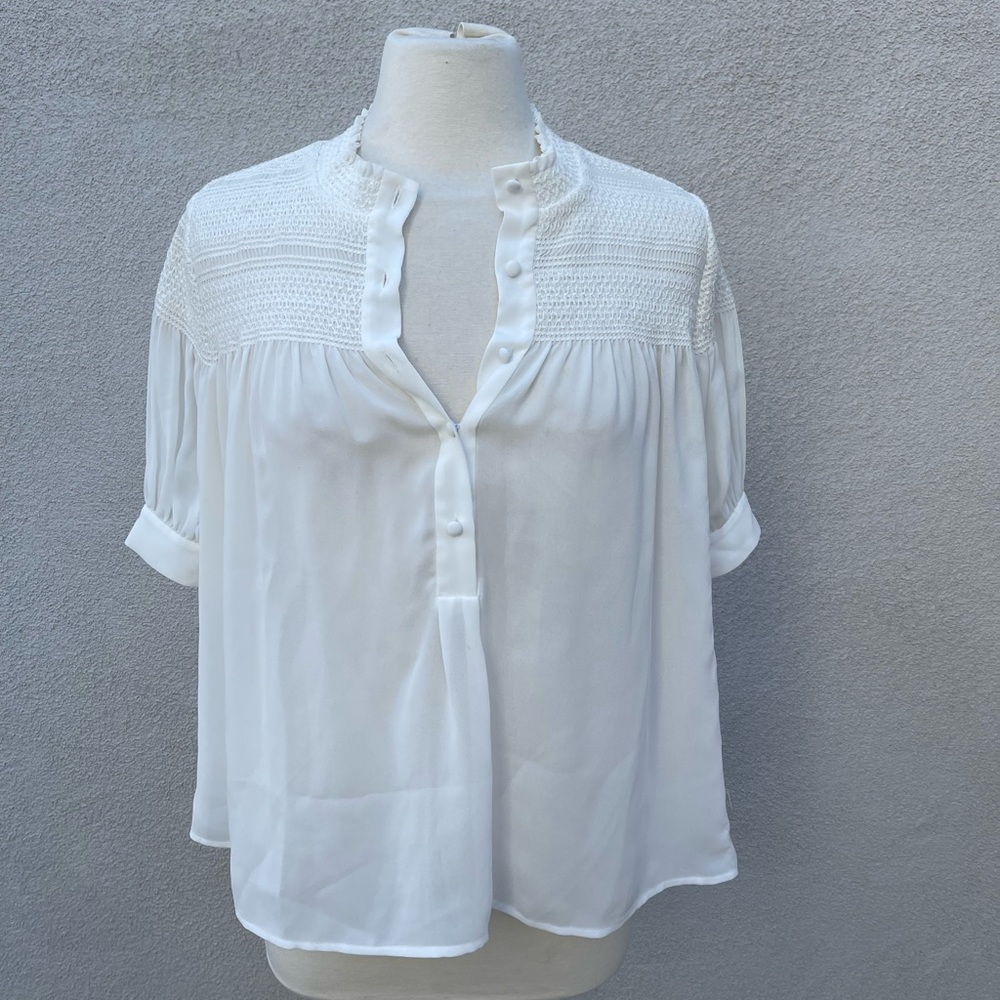 FRAME Short Sleeved Blouse in White